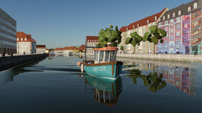 A fishing boat in a canal in Copenhagen, in Yacht Skipper